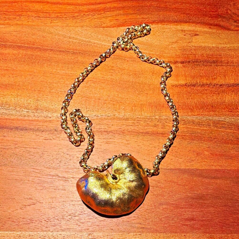 Pierre Cardin Gold Tone Charm Pendant Rolo Chain Necklace 15in Signed